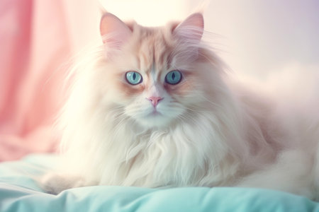 Close-up of cute cat gazing at something with beautiful bokeh background, Generative AIの素材