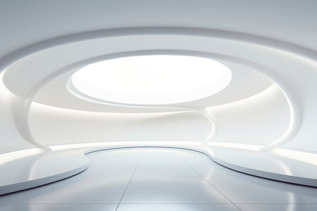 Abstract futuristic architecture background, Minimal technology white backdrop, Generative AIの素材