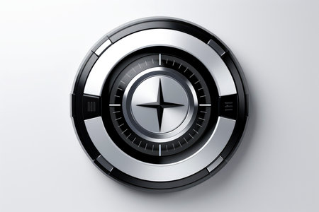 Abstract high tech multicolor button on white backgroundの素材