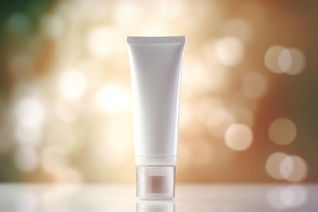 Mockup of tube of cream on beautiful background, Template for beauty products, Generative AIの素材