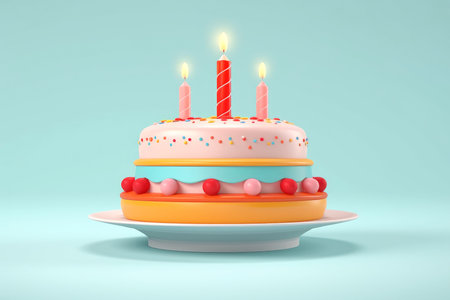 Cute birthday colorful cake, sweet food, Generative AIの素材