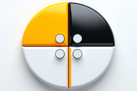 Abstract high tech multicolor button on white background, Generative AIの素材