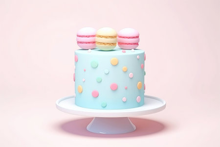 Cute birthday colorful cake, sweet food, Generative AIの素材