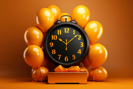 Mockup 3d clock,countdown, happy new year concept, Generative AIの素材