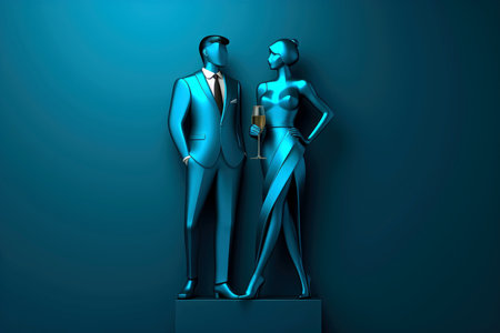 Abstract 3d human character, happy new year concept, Generative AIの素材