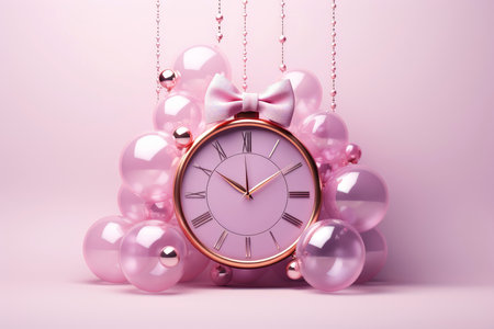 Mockup 3d clock,countdown, happy new year concept, Generative AIの素材
