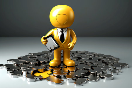 Abstract 3d human character of team leader,problem-solving, business challenge concept, Generative AIの素材