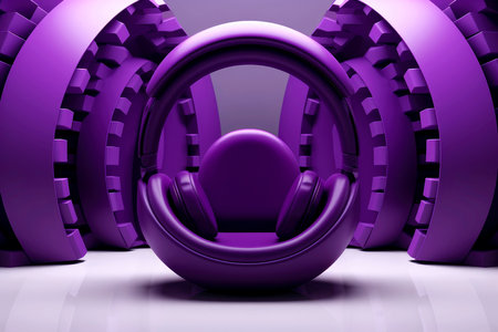 Abstract 3d minimal headphones, music concept, Generative AIの素材