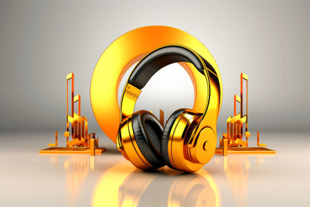 Abstract 3d minimal headphones, music concept, Generative AIの素材
