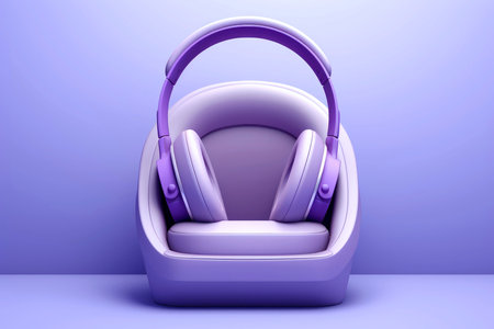 Abstract 3d minimal headphones, music concept, Generative AIの素材