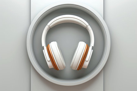 Abstract 3d minimal headphones, music concept, Generative AIの素材