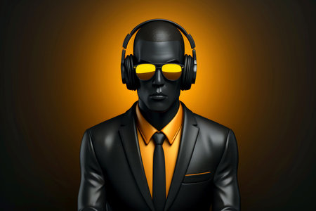 3d minimal scene, mockup abstract human character, enjoy music concept, Generative AIの素材