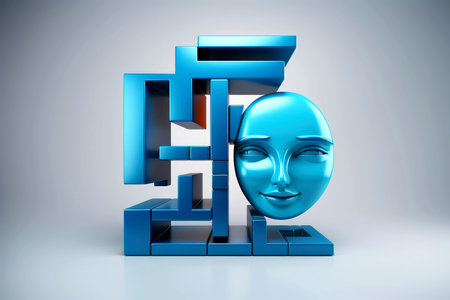 3d abstract human head,face, Psychic waves concept, Generative AIの素材