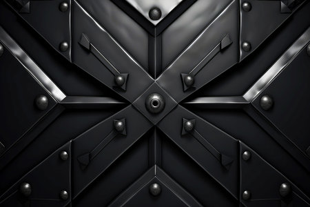 Close-up black metallic object, abstract wall pattern background, Generative AIの素材