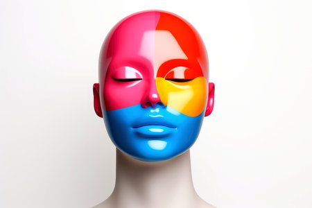 3d abstract human head,face, Psychic waves concept, Generative AIの素材