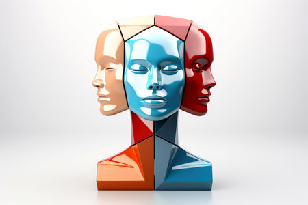 3d abstract human head,face, Psychic waves concept, Generative AIの素材