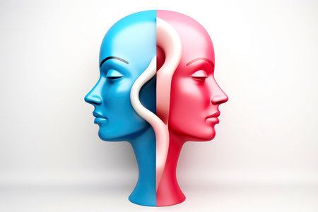 3d abstract human head,face, Psychic waves concept, Generative AIの素材