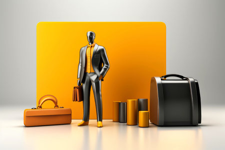 Close-up, 3d mockup of abstract salesman icon with finance concept,minimal background, Generative AIの素材