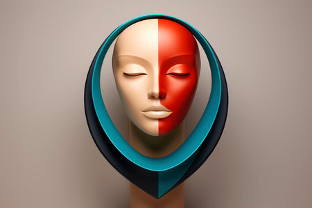 3d abstract human head,face, Psychic waves concept, Generative AIの素材