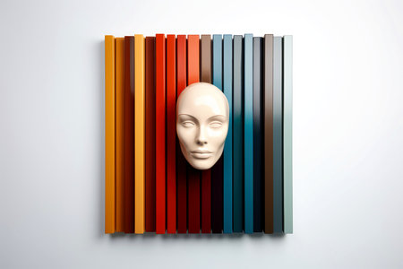 3d abstract human head,face, Psychic waves concept, Generative AIの素材