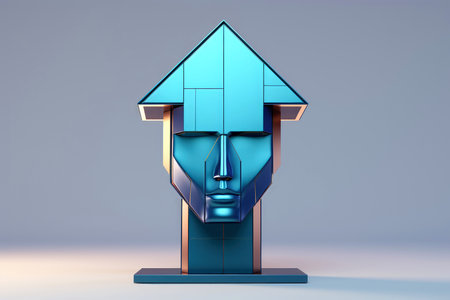 3d abstract human head,face, Psychic waves concept, Generative AIの素材