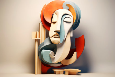 3d abstract human head,face, Psychic waves concept, Generative AIの素材