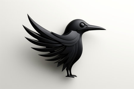 Close-up, 3d mockup of abstract bird with minimal background, Generative AIの素材