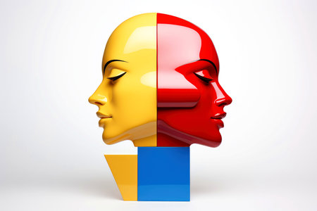 3d abstract human head,face, Psychic waves concept, Generative AIの素材