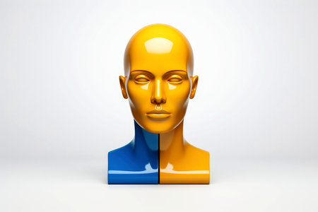 3d abstract human head,face, Psychic waves concept, Generative AIの素材