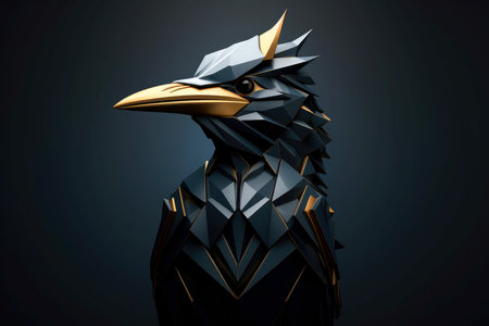 Close-up, 3d mockup of abstract bird with minimal background, Generative AIの素材