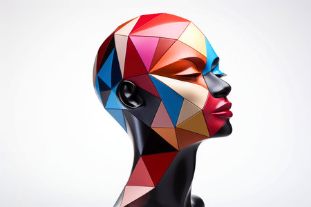3d abstract human head,face, Psychic waves concept, Generative AIの素材