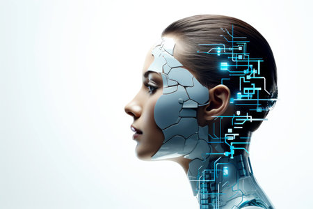 3d abstract human head,face, Psychic waves concept, Generative AIの素材