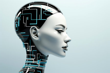 3d abstract human head,face, Psychic waves concept, Generative AIの素材