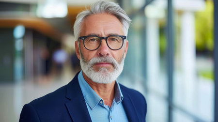 Close-up, portrait of successful businessman posing, Generative AIの素材