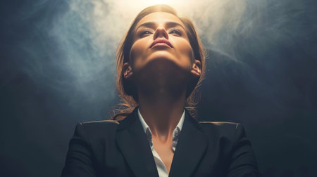 Close-up, portrait of successful businesswoman posing, Generative AIの素材