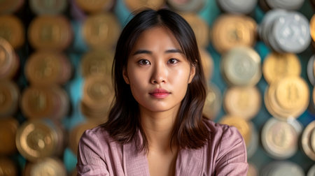 Close-up, portrait of successful businesswoman posing, Generative AIの素材