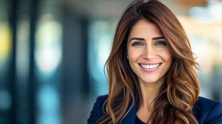 Close-up, portrait of successful businesswoman posing, Generative AIの素材