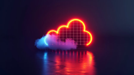 Close-up, 3d minimal cloud icon with infographics chart on dark background, Generative AIの素材