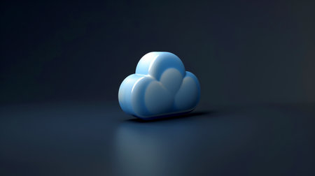 Close-up, Abstract minimal cloud computing icon with dark background, Generative AIの素材