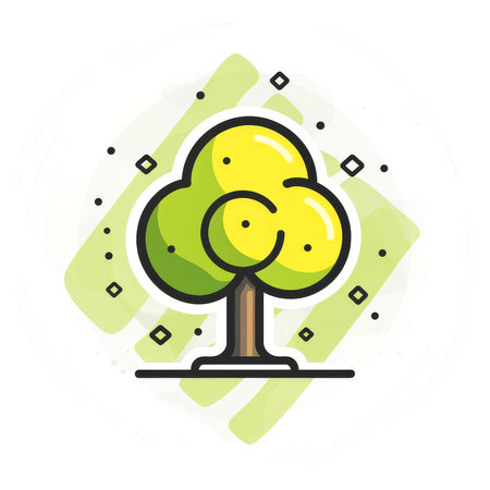 Colorful cartoon pop-art style tree with minimal details, Generative AIの素材