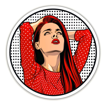 Colorful cartoon pop-art style woman with minimal details, Generative AIの素材