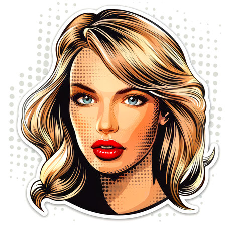 Colorful cartoon pop-art style woman with minimal details, Generative AIの素材