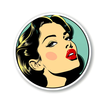 Colorful cartoon pop-art style woman with minimal details, Generative AIの素材