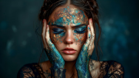 Close-up, Portrait women, stop violence against Women, Generative AIの素材