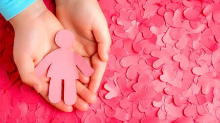 Close-up, Human is displaying the symbol for Women Day awareness, Generative AIの素材