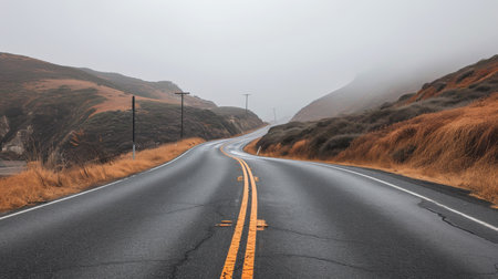 Empty asphalt road highway background, Generativeの素材