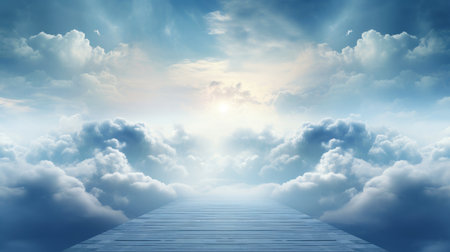Empty pathway to the future wonderland background, Generative AIの素材