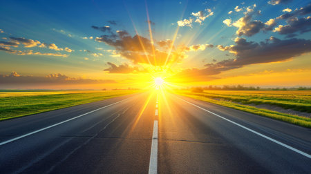 Empty asphalt road highway background, Generativeの素材