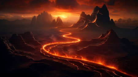 Empty pathway to the future wonderland background, Generative AIの素材