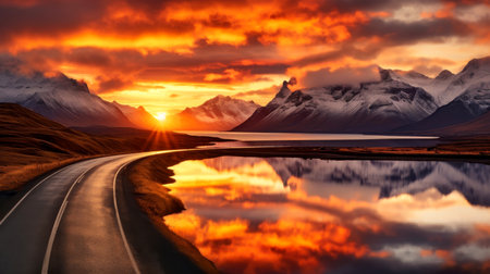 Empty asphalt road highway background, Generativeの素材